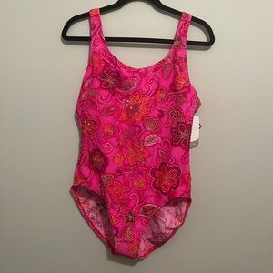 Plus Size Floral Pink One-Piece Swimsuit